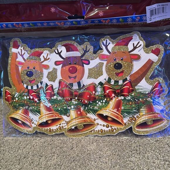 Christmas Window Decorations Assorted Santa Reindeer Double Sided (12pack) NEW - Picture 6 of 16